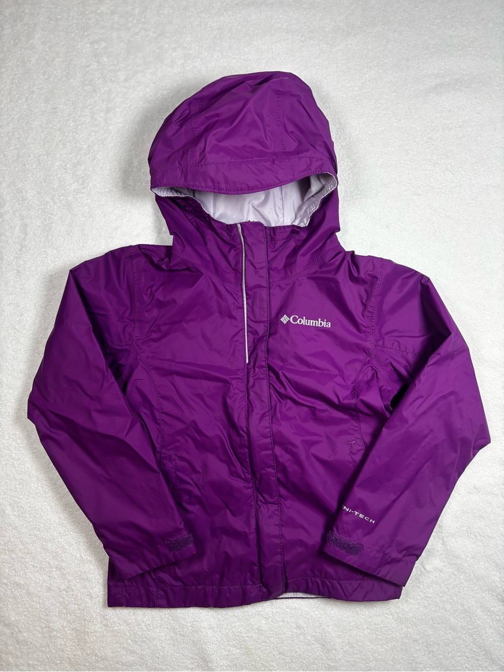 Girls’ Columbia purple Omni‑Tech rain jacket XS lightweight waterproof shell
